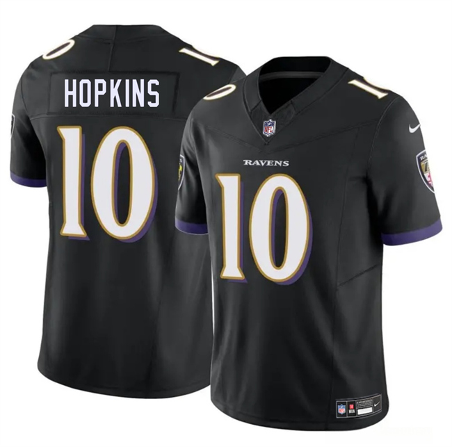 Men's Baltimore Ravens #10 DeAndre Hopkins Black 2025 F.U.S.E Vapor Limited Football Jersey